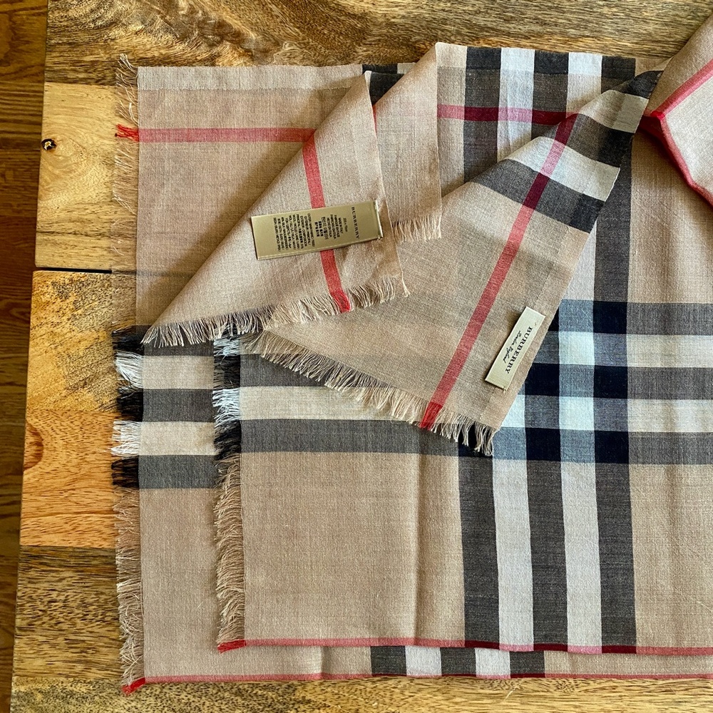 Burberry Light Weight Silk & Wool Scarf NWOT - Picture 6 of 12